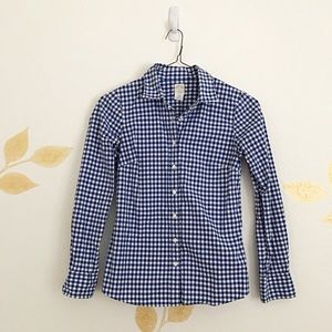 J. Crew Blue Gingham Perfect shirt size 0